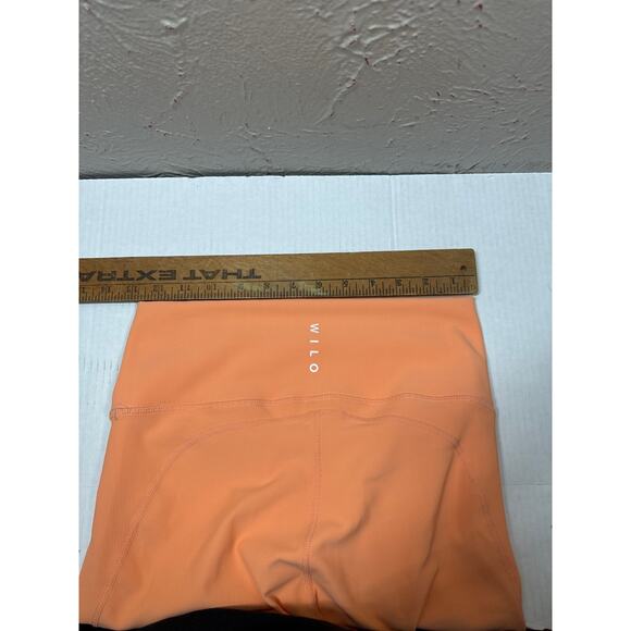 NWT Wilo The Label Ribbed High Rise Ruched Leggings Peach Activewear Size Large - Picture 3 of 5